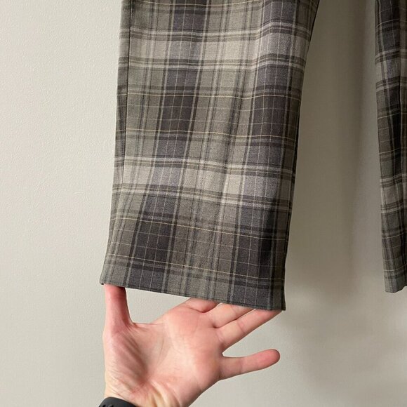 Wilfred Jallade Plaid Print High Rise Belted Straight Leg Casual Pants Gray 8 - Picture 7 of 8